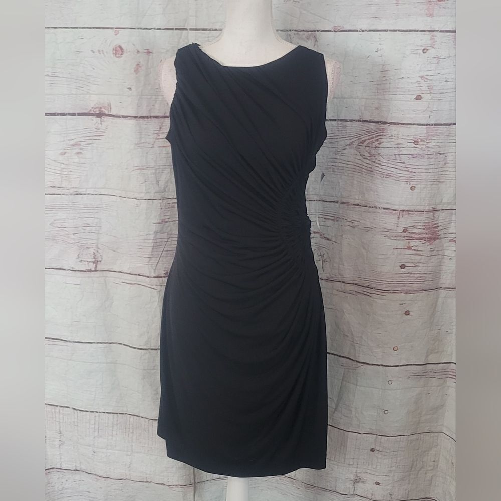 Suzi Chin Ruched Side Black‎ Dress Size 10 NWT